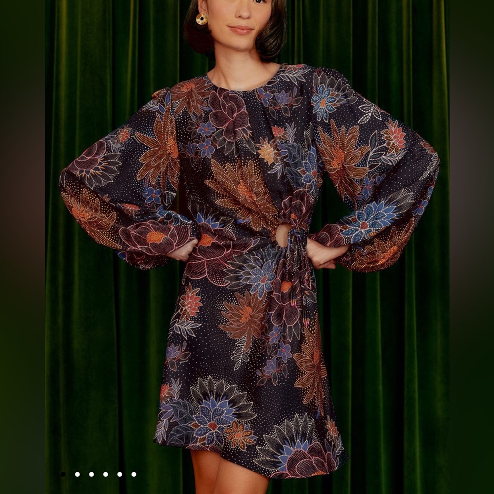 Farm Rio Black Sparkle Flowers Mini Dress NWT